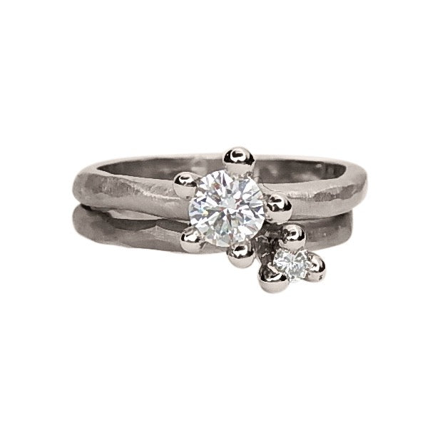 Budding in bloom Diamond and white Gold ring
